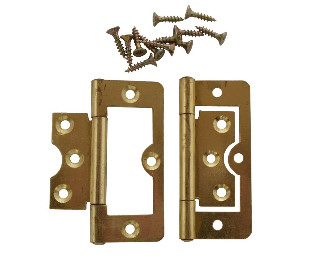 75mm Electro-Brass Plated Flush Hinge UK Made