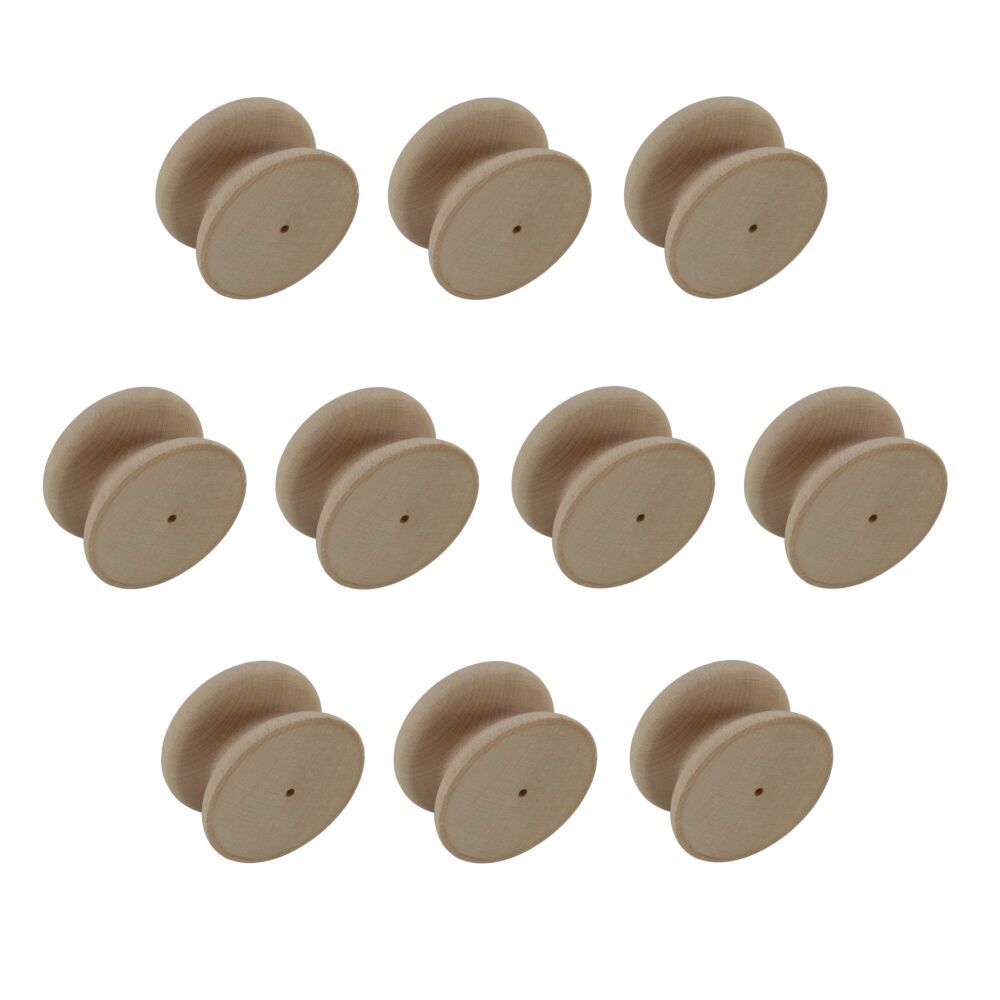 Pack of Ten 53mm Beech Victorian Knobs with a 3mm pilot hole.