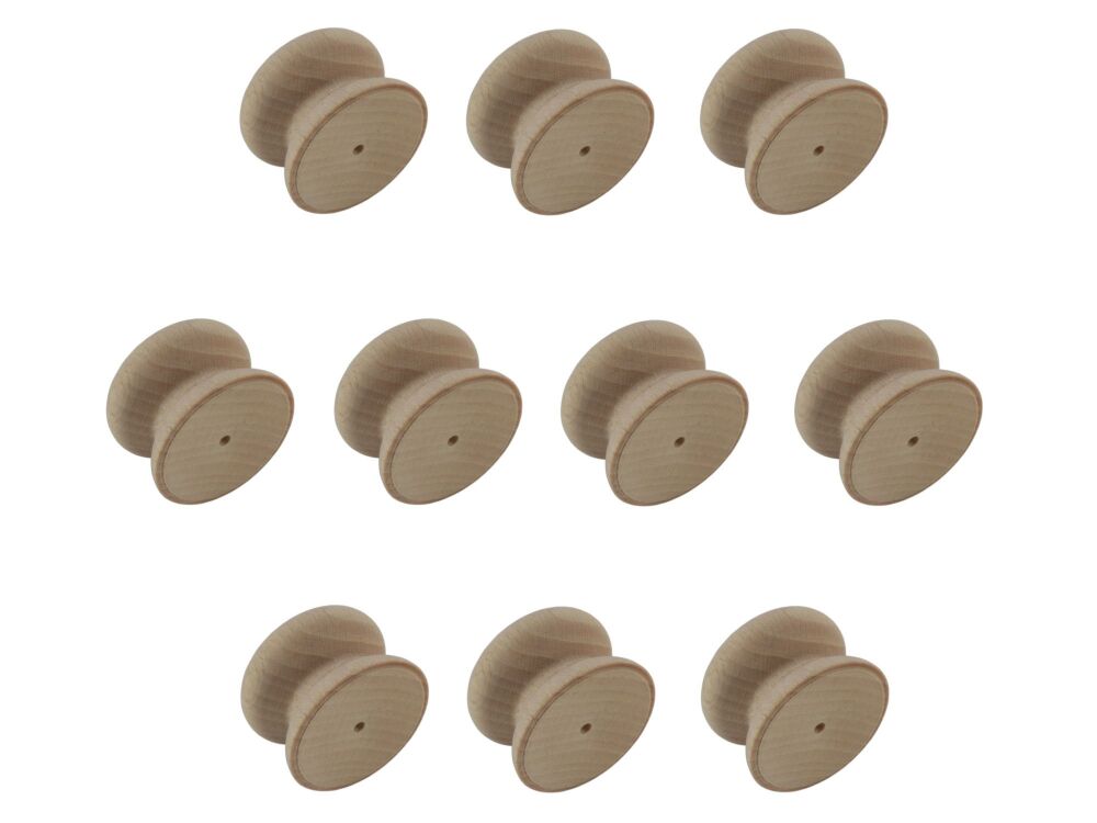 Pack of Ten 35mm Beech Victorian Knobs with a 3mm pilot hole.