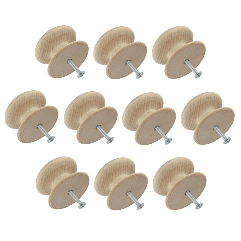 53mm Pack of Ten Beech Antique Style Knobs with a 4mm Insert