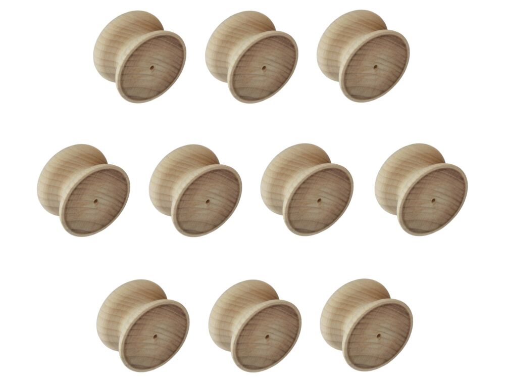 Pack of Ten 46mm Beech Victorian Knobs with a 3mm pilot hole.