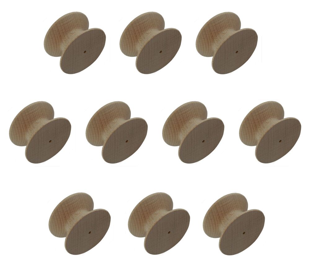53mm Pack of Ten Beech Contemporary Style Knobs with a 3mm pilot hole.