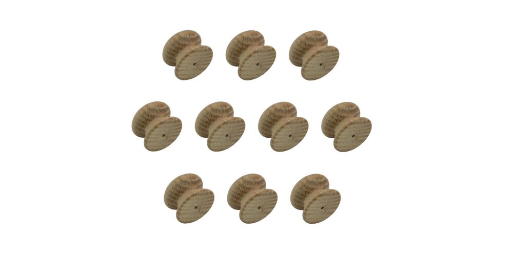 25mm Pack of Ten Oak Victorian Knobs with a  2mm pilot hole
