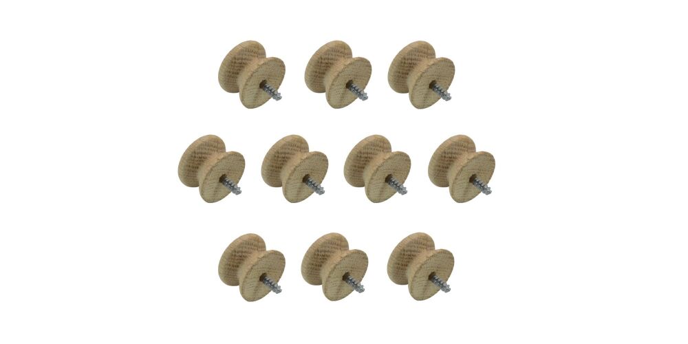 25mm Pack of Ten Oak Victorian Knobs with a Dowel Screw