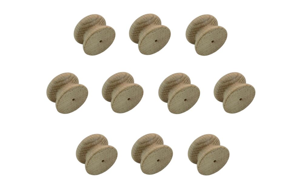 35mm Pack of Ten Oak Victorian Knobs with a 3mm pilot hole.