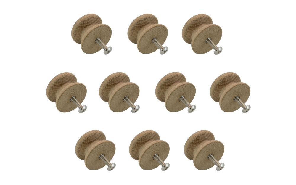 35mm Pack of Ten Oak Victorian Knobs with a 4mm insert