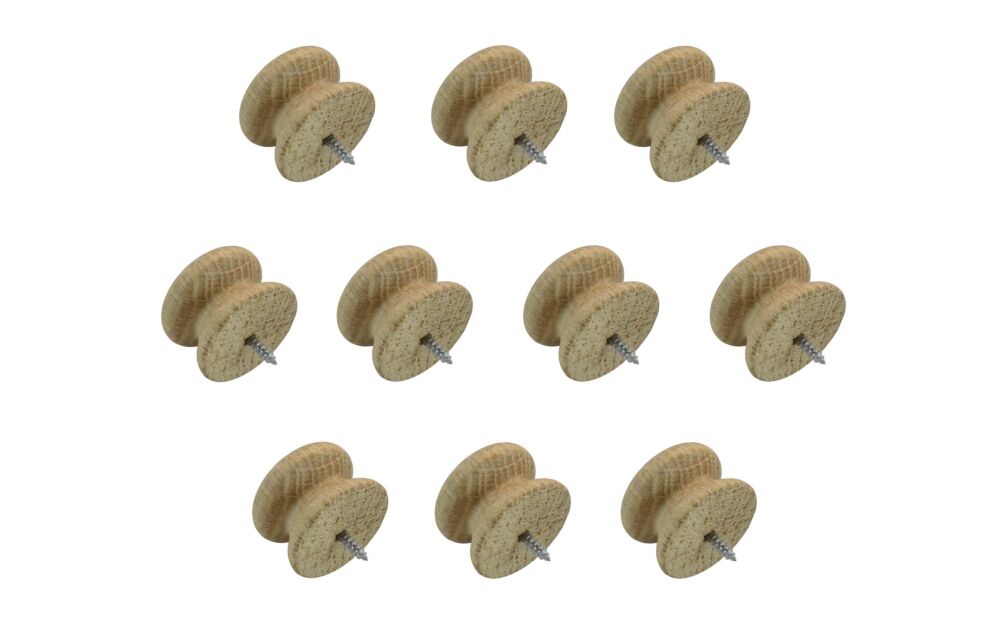35mm Pack of Ten Oak Victorian Knobs with a Dowel Screw