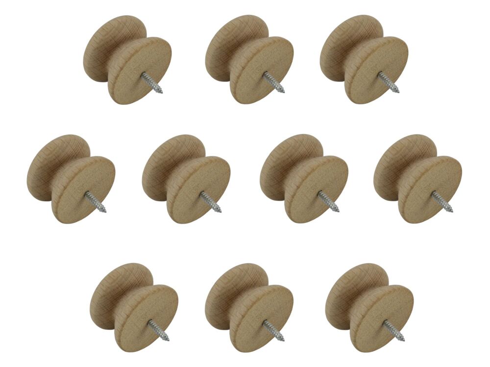 46mm Pack of Ten Oak Victorian Knobs with a Dowel Screw