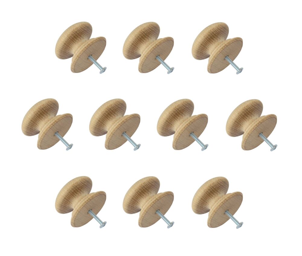53mm Pack of Ten Oak Antique Style Knobs with a 4mm Insert