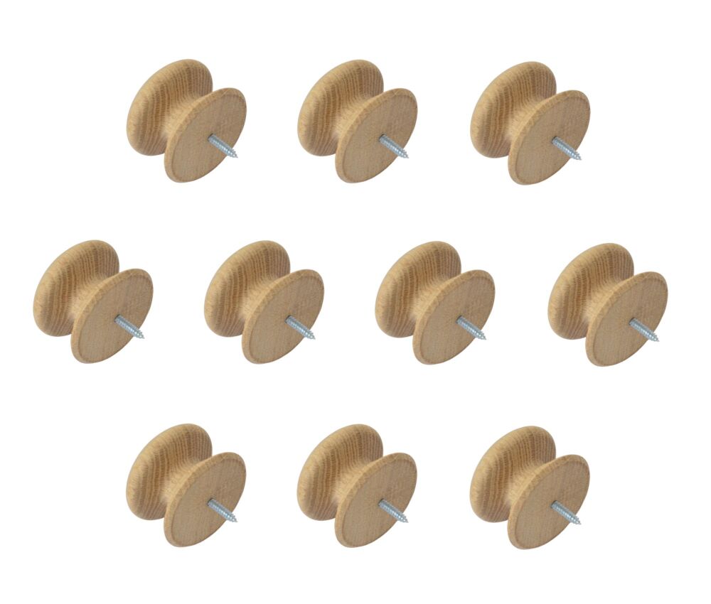 53mm Pack of Ten Oak Antique Style Knobs with a Dowel Screw