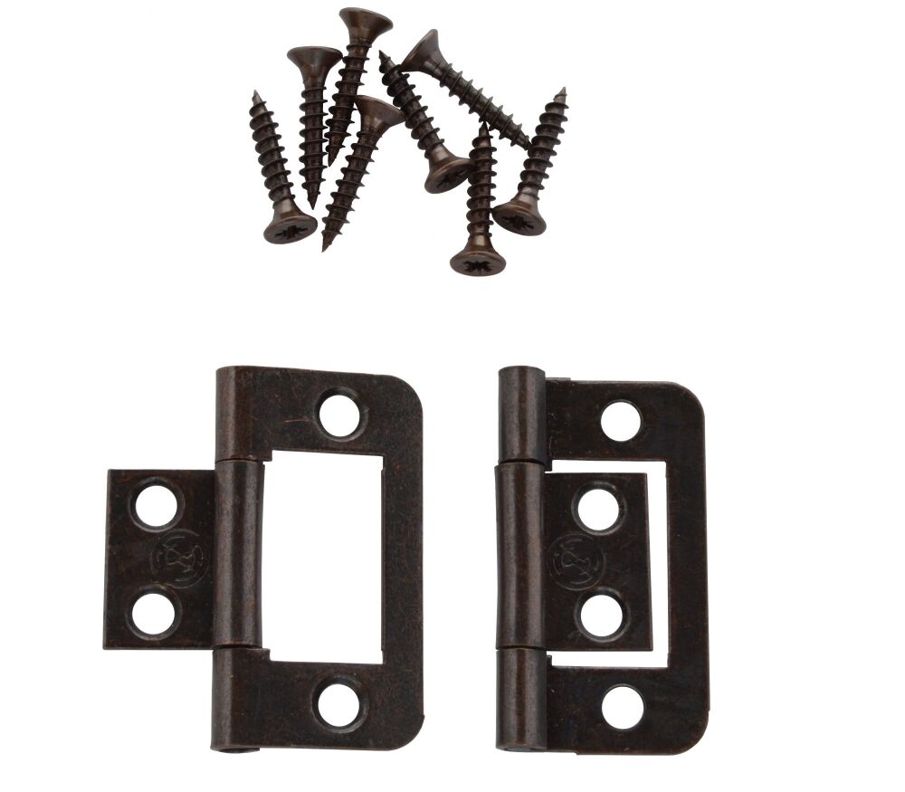 A Pair of 40mm Florentine Bronzed Plated Flush Hinges UK Made