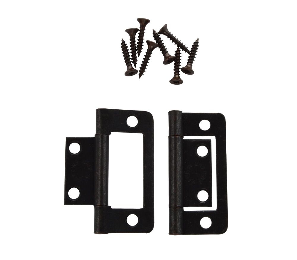 A Pair of 50mm Florentine Bronzed Plated Flush Hinges UK Made