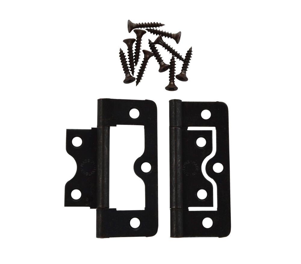 A Pair of 60mm Florentine Bronzed Plated Flush Hinges UK Made