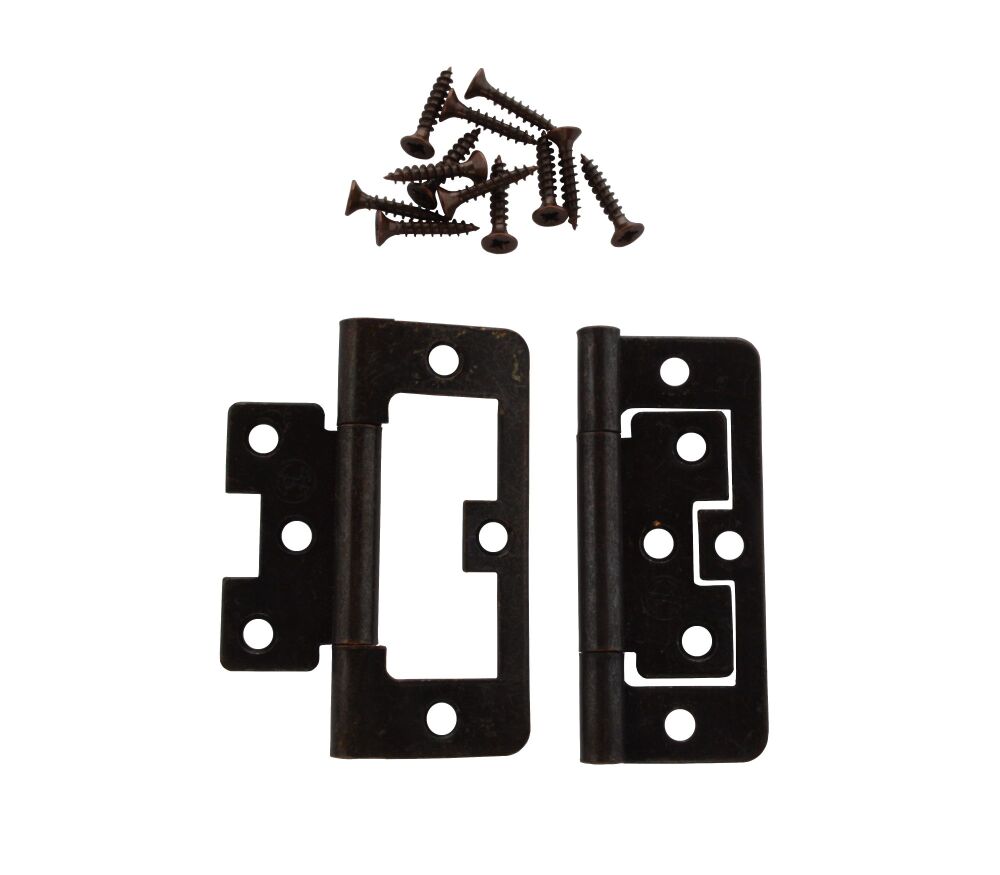 A Pair of 75mm Florentine Bronzed Plated Flush Hinges UK Made
