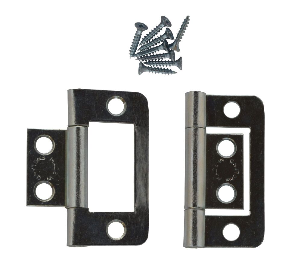 A Pair of 40mm Zinc Plated Flush Hinges UK Made