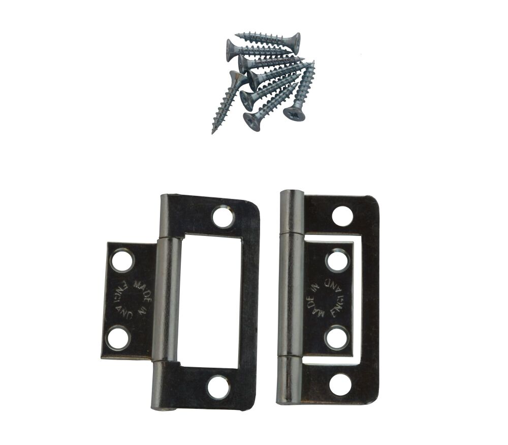 A Pair of 50mm Zinc Plated Flush Hinges UK Made