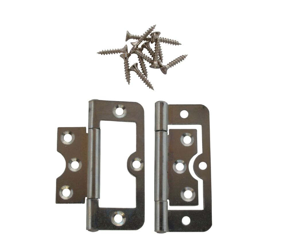 A Pair of 75mm Zinc Plated Flush Hinges UK Made