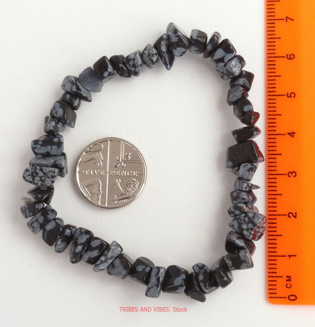 Obsidian (Snowflake) Bracelet Crystal Chips