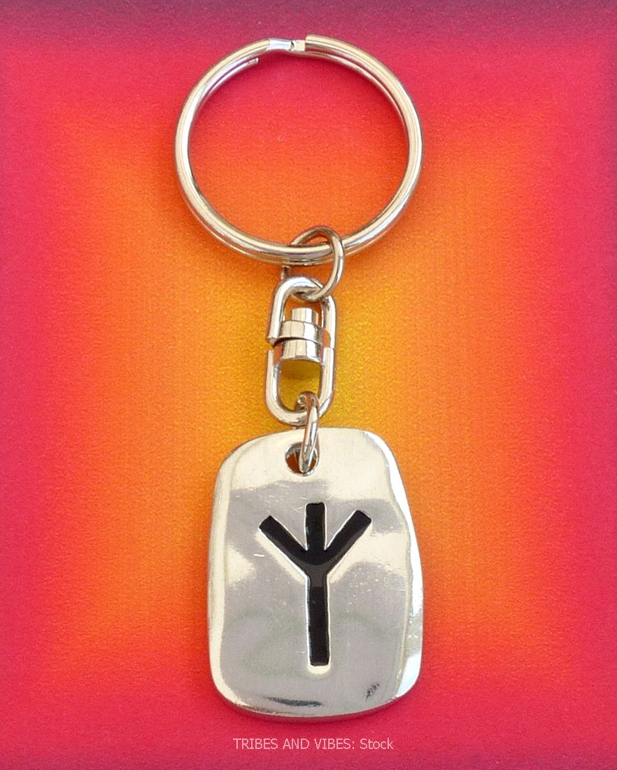 ALGIZ Futhark Rune Keyring (Key Chain) for Protection & Defence