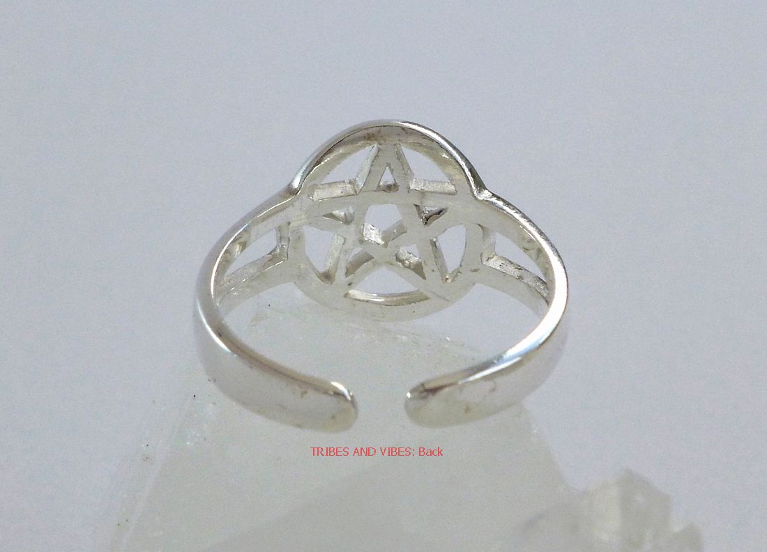 Pentagram Pentacle Toe Ring or Midi, 925 Sterling Silver