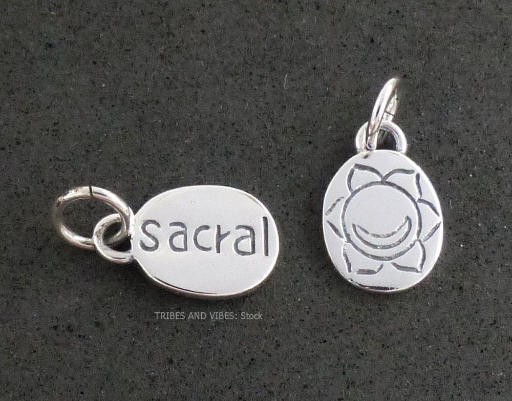 Sacral Chakra Charm (stock) - shows both sides of 2 charms