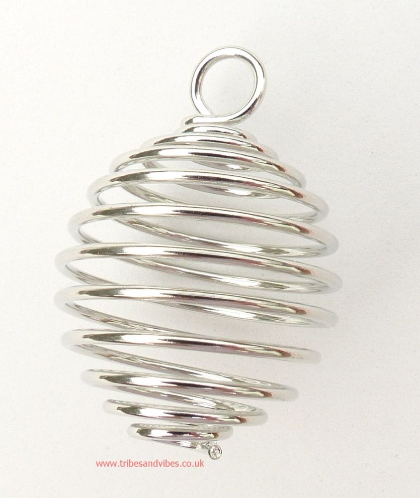 Spiral Bead Cage Pendant for Crystals (Silver Plated)