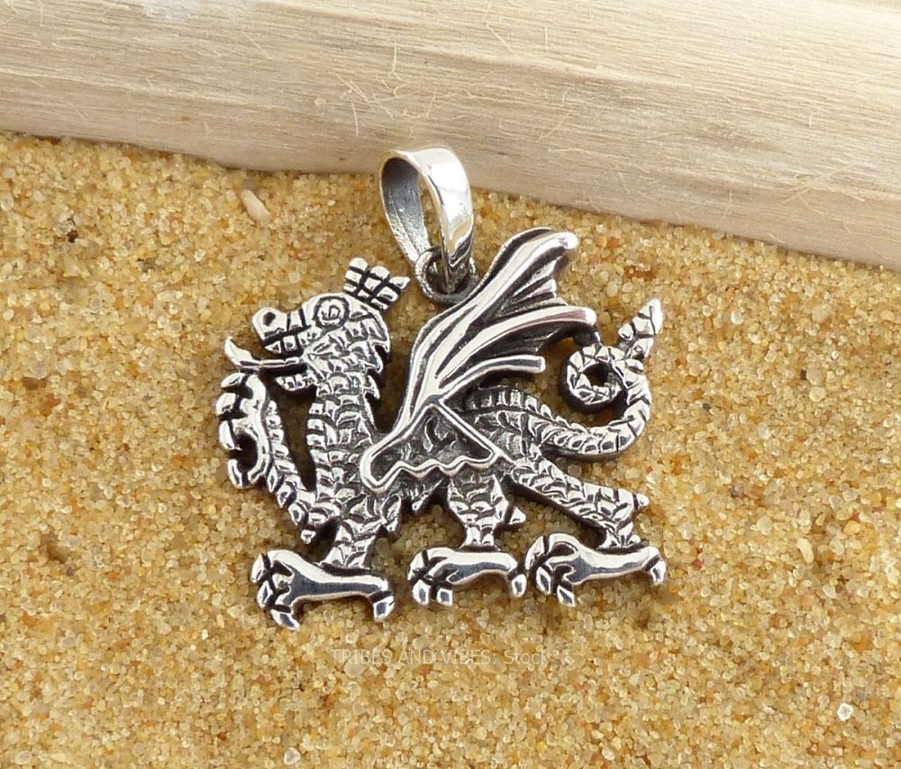 Welsh Dragon Pendant, Sterling Silver (stock)