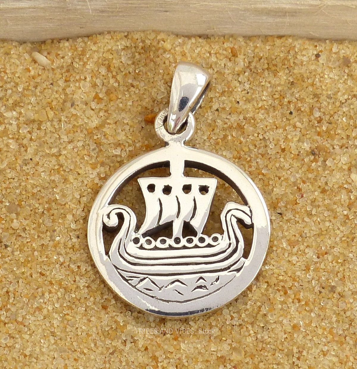 Sterling Silver Viking Norse Long Ship Boat Pendant by Sea Gems