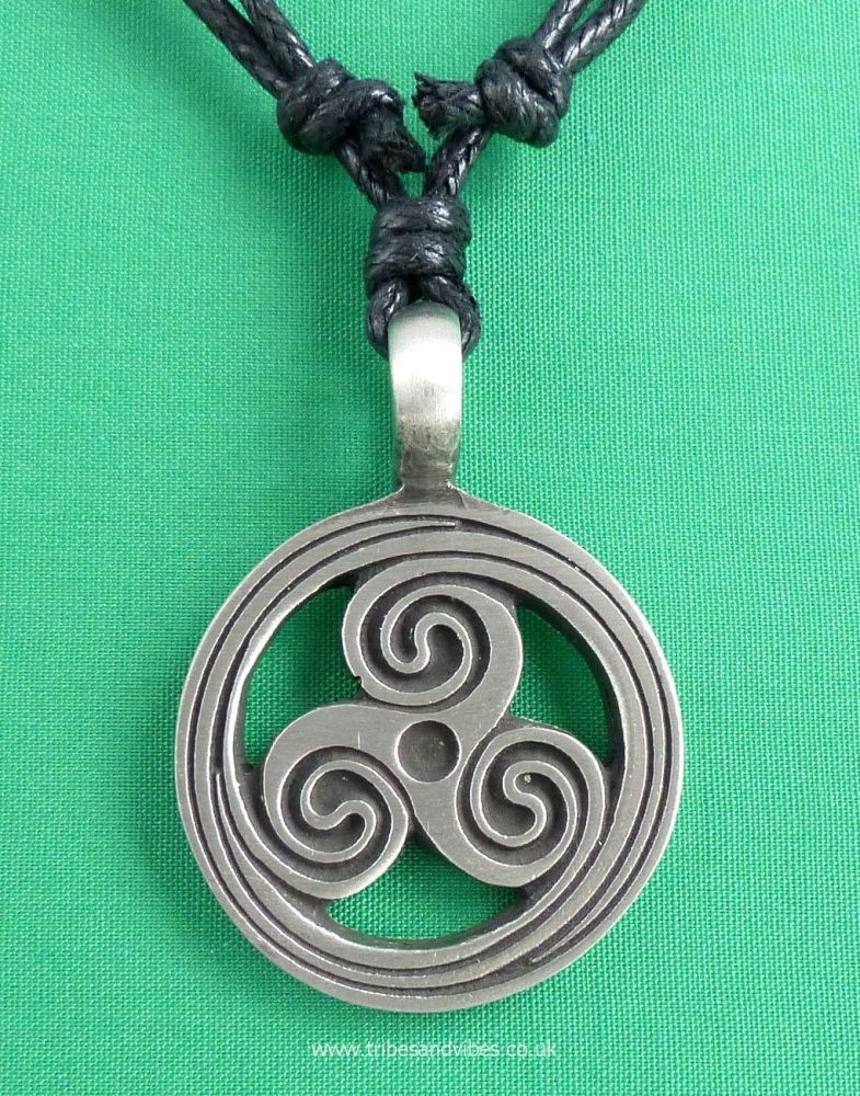 Triskele Pewter Pendant Necklace (stock)