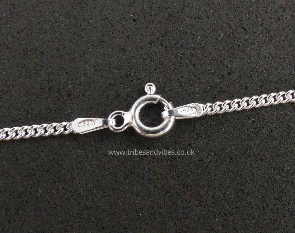 925 Sterling Silver Fine Curb Chain Necklace 20" 51cm
