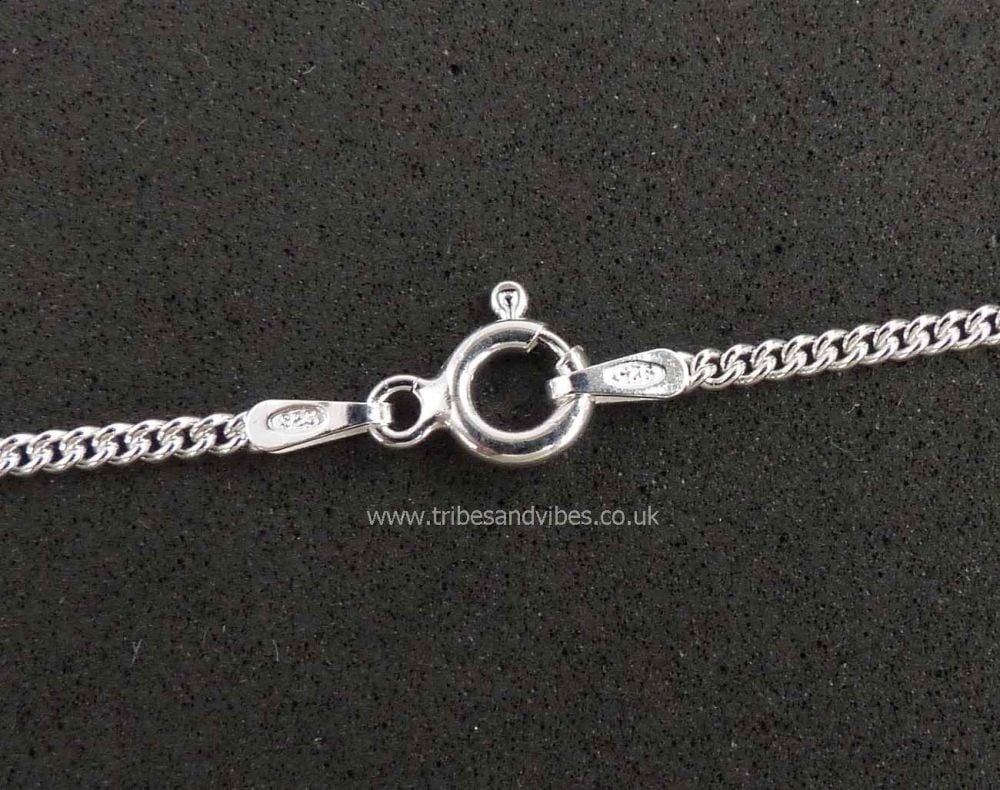 925 Sterling Silver Fine Curb Chain Necklace 16" 41cm