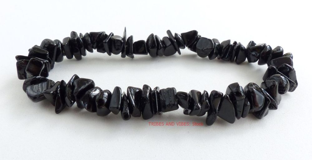 Tourmaline (Black Schorl) Bracelet Crystal Chips