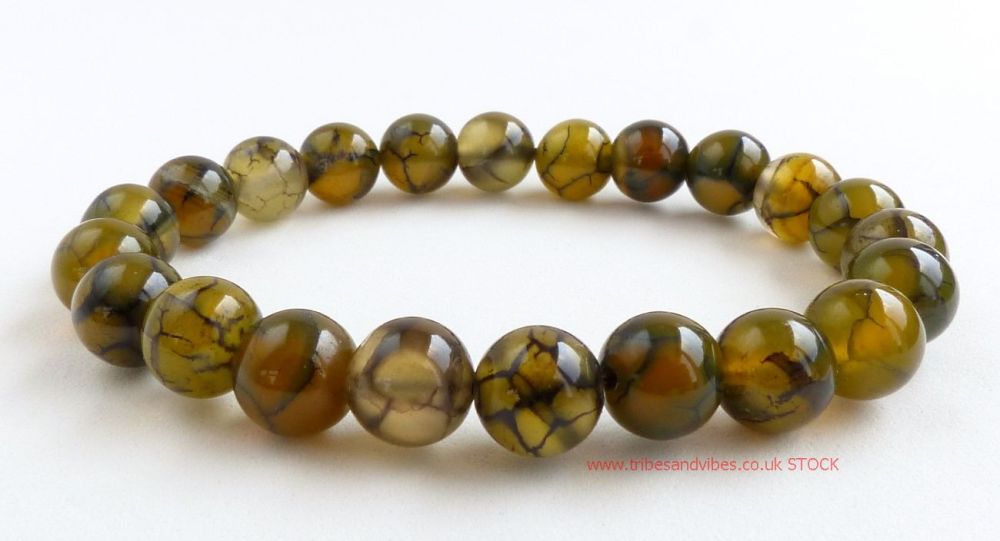 Dragon Vein Agate Crystal Beads Bracelet (stock)