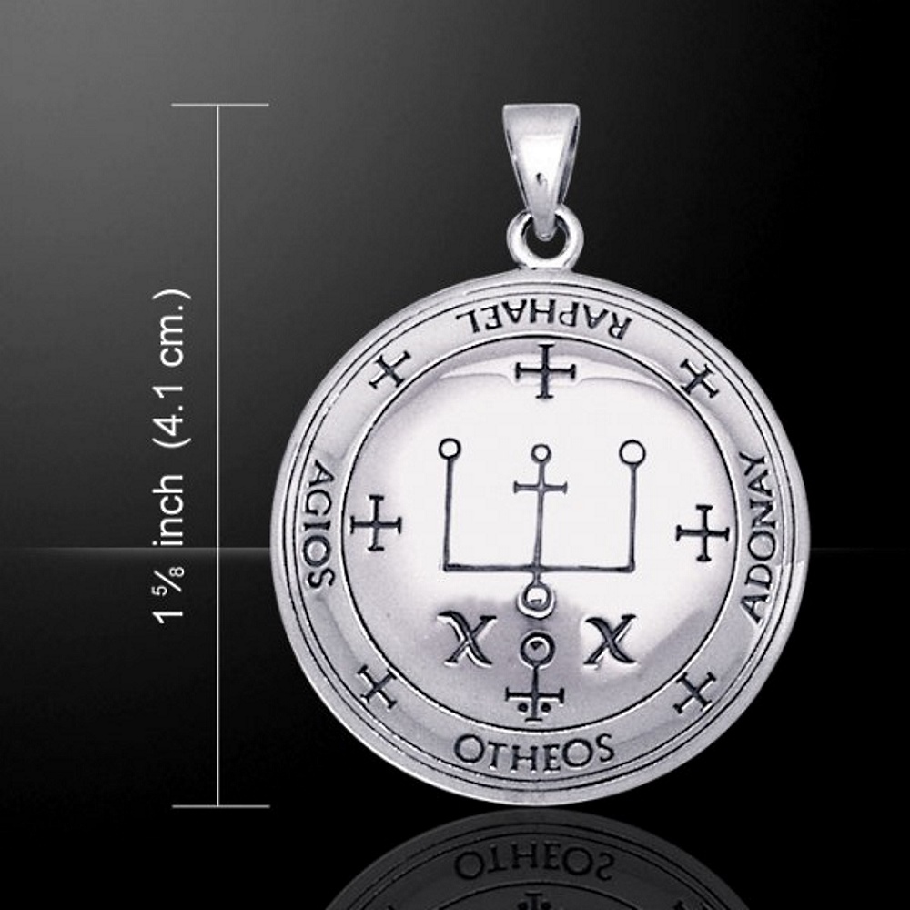 Sigil of Archangel Raphael Pendant, Sterling Silver by Peter Stone