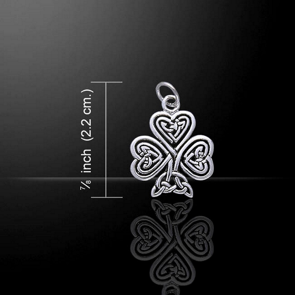 Shamrock Celtic Charm Pendant, Sterling Silver by Peter Stone