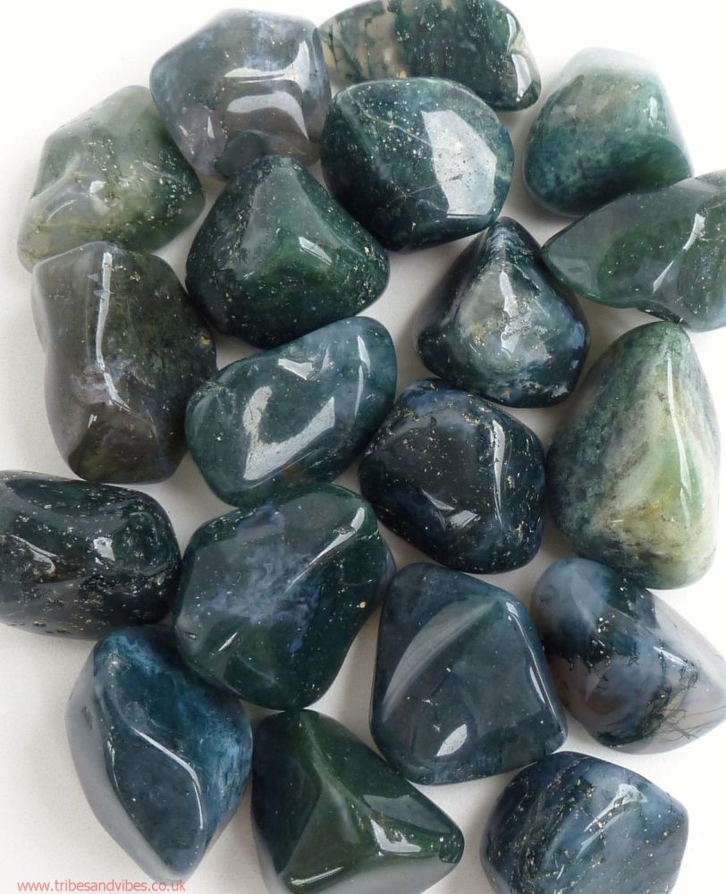 Agate (Moss Agate) Crystal Tumbled Stones (25mm-30mm)