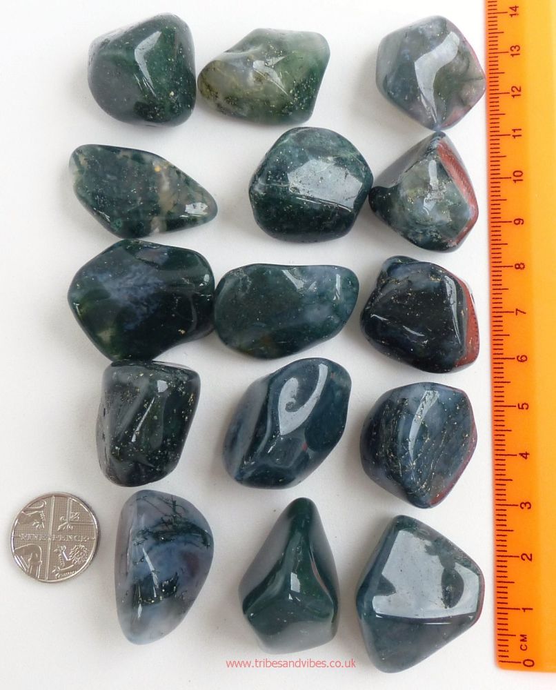 Agate (Moss Agate) Crystal Tumbled Stones 20-25mm