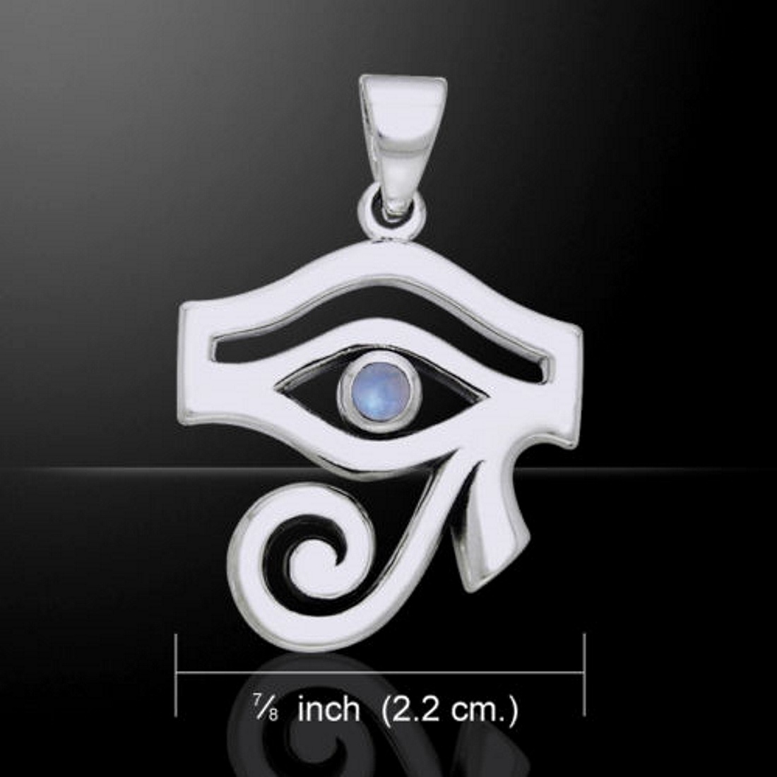 Eye of Horus Pendant, by Peter Stone, Sterling Silver & Rainbow Moonstone Crystal