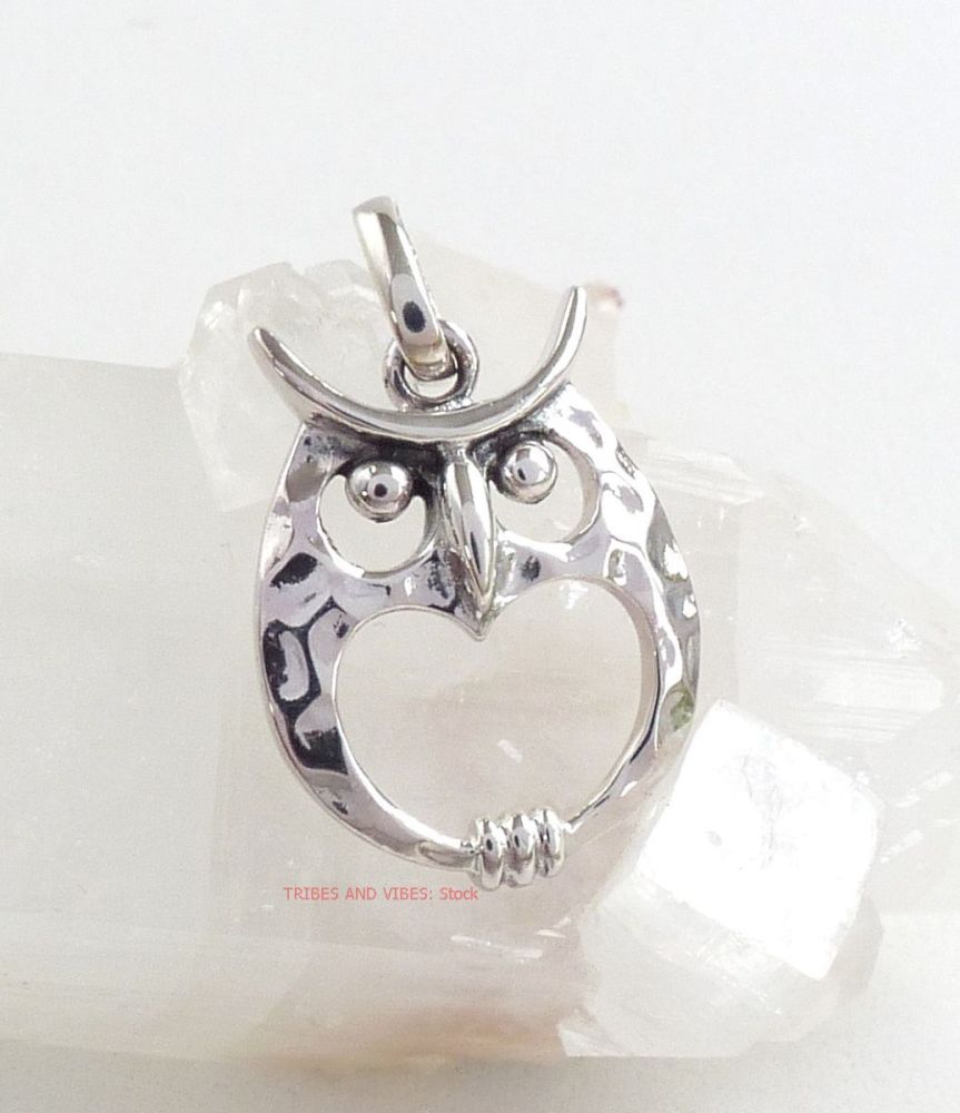 Owl Heart Pendant by Sea Gems Sterling Silver