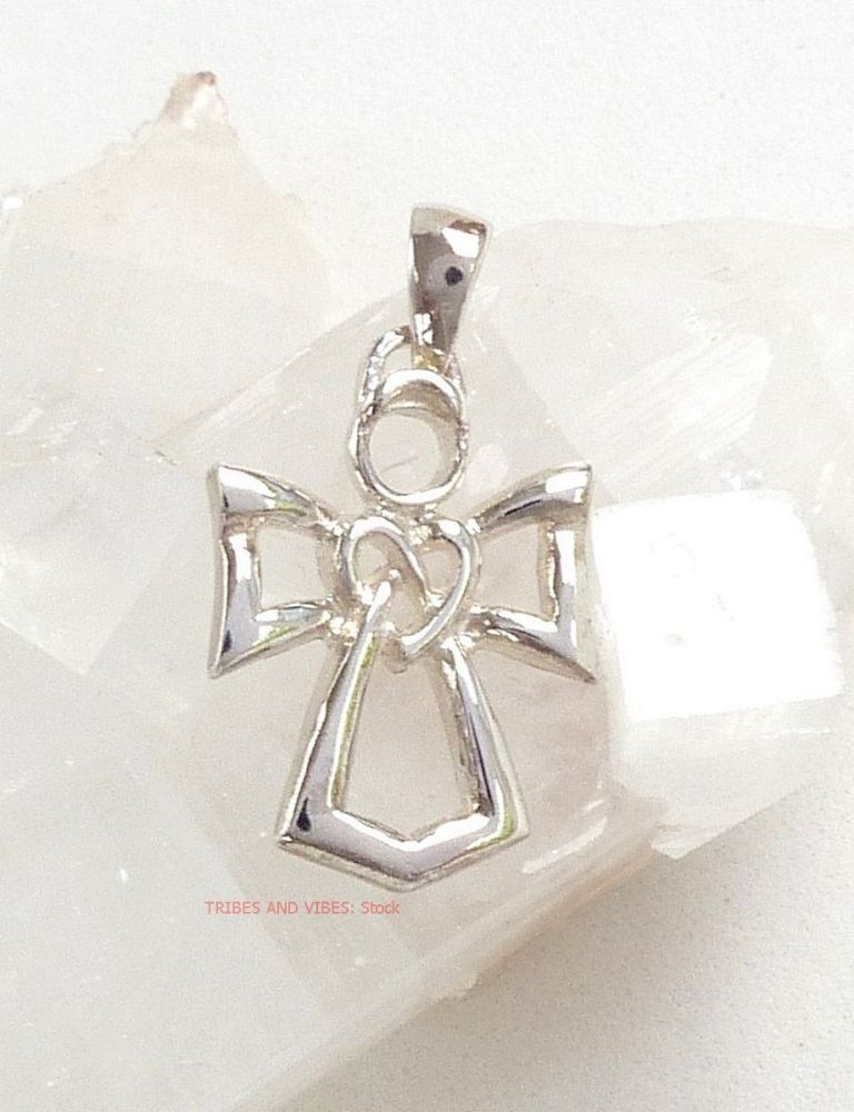 Celtic Angel & Triquetra Heart Pendant Sterling Silver (stock)
