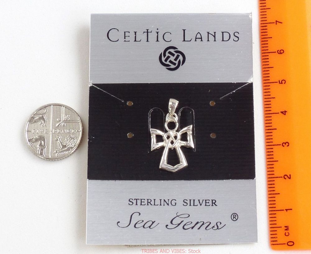 Angel & Celtic Triquetra Heart Pendant Sterling Silver