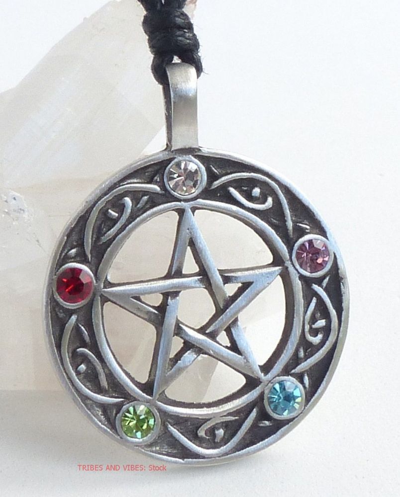 Pentacle Triquetra Druid Amulet .925 Sterling Silver Ring Choice Gem Peter Stone 