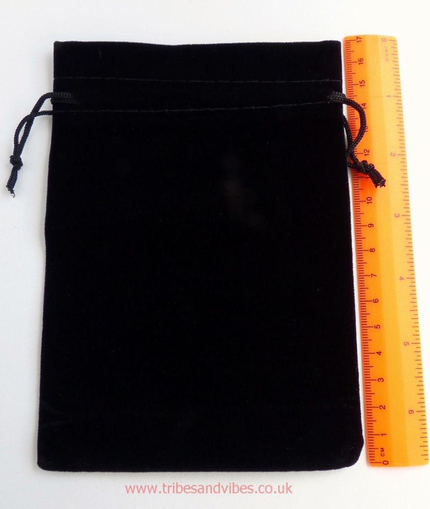 Velvet Black Drawstring Pouch Gift Bag 17cm x 12cm - ideal for Tarot Cards