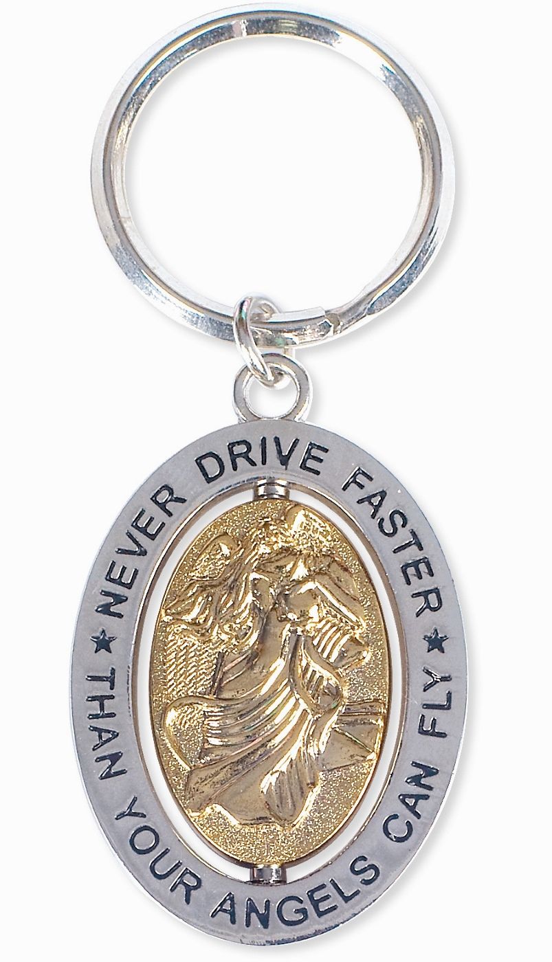 Never Drive Faster Than Your Angels Can Fly - Spinner Keyring by AngelStar