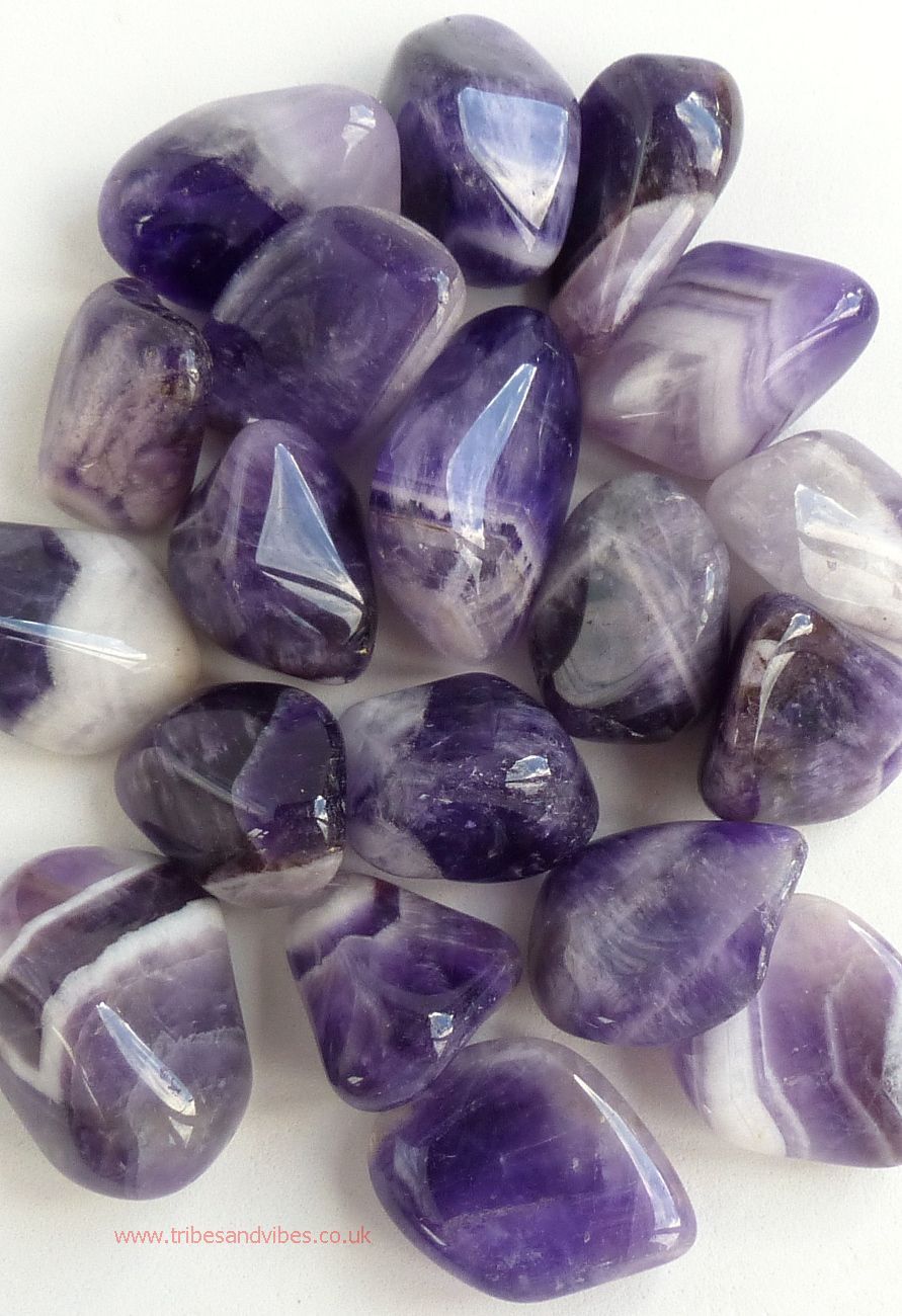 Amethyst (banded) Crystal Tumbled Stone 20-25mm (stock)