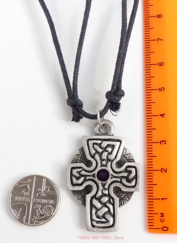 Celtic Cross Knotwork Pendant Necklace (purple)