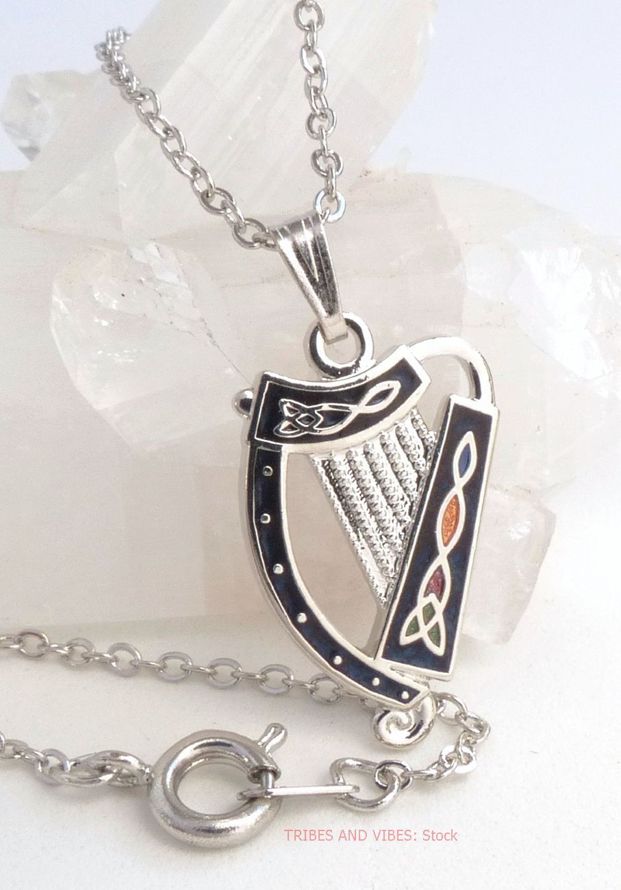 Celtic Harp Trinity Knot Pendant Necklace by Sea Gems (stock)