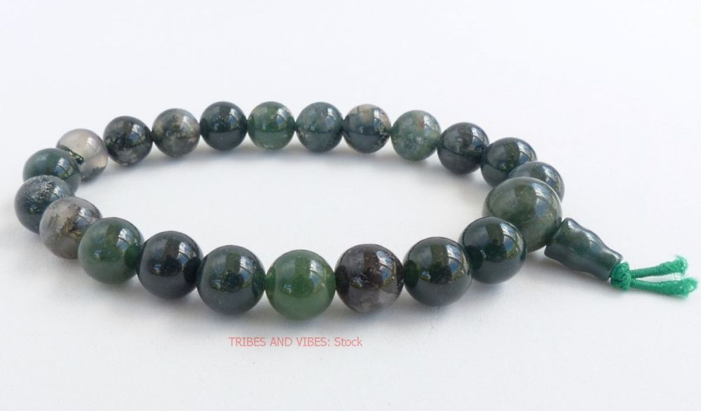 Agate (Moss Agate) Bracelet Crystal Power Beads Mala