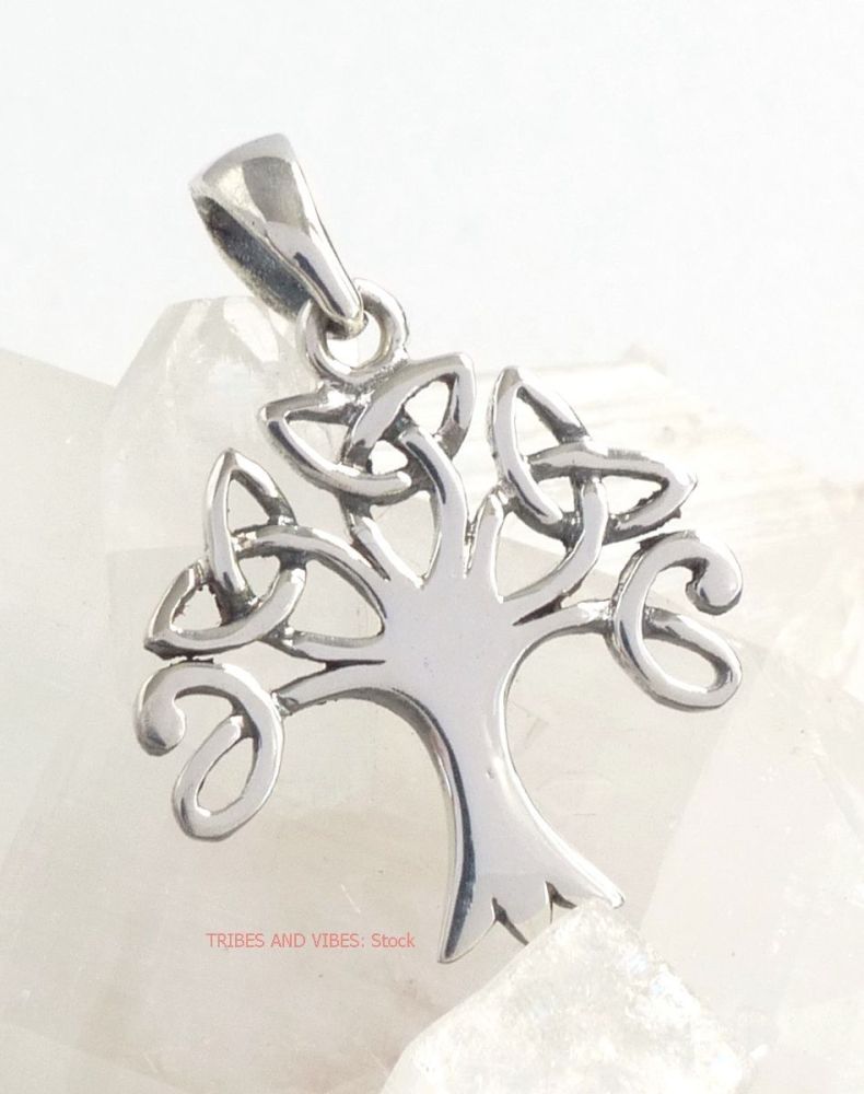 925 Sterling Silver Celtic Tree Triquetra Pendant (stock)