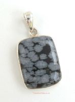 Obsidian (Snowflake) Crystal 925 Sterling Silver Pendant #3